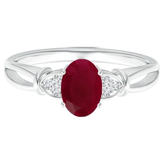 Art Deco 2 Ctw Oval Ruby Gemstone 925 Sterling Silver Women Engagement Ring