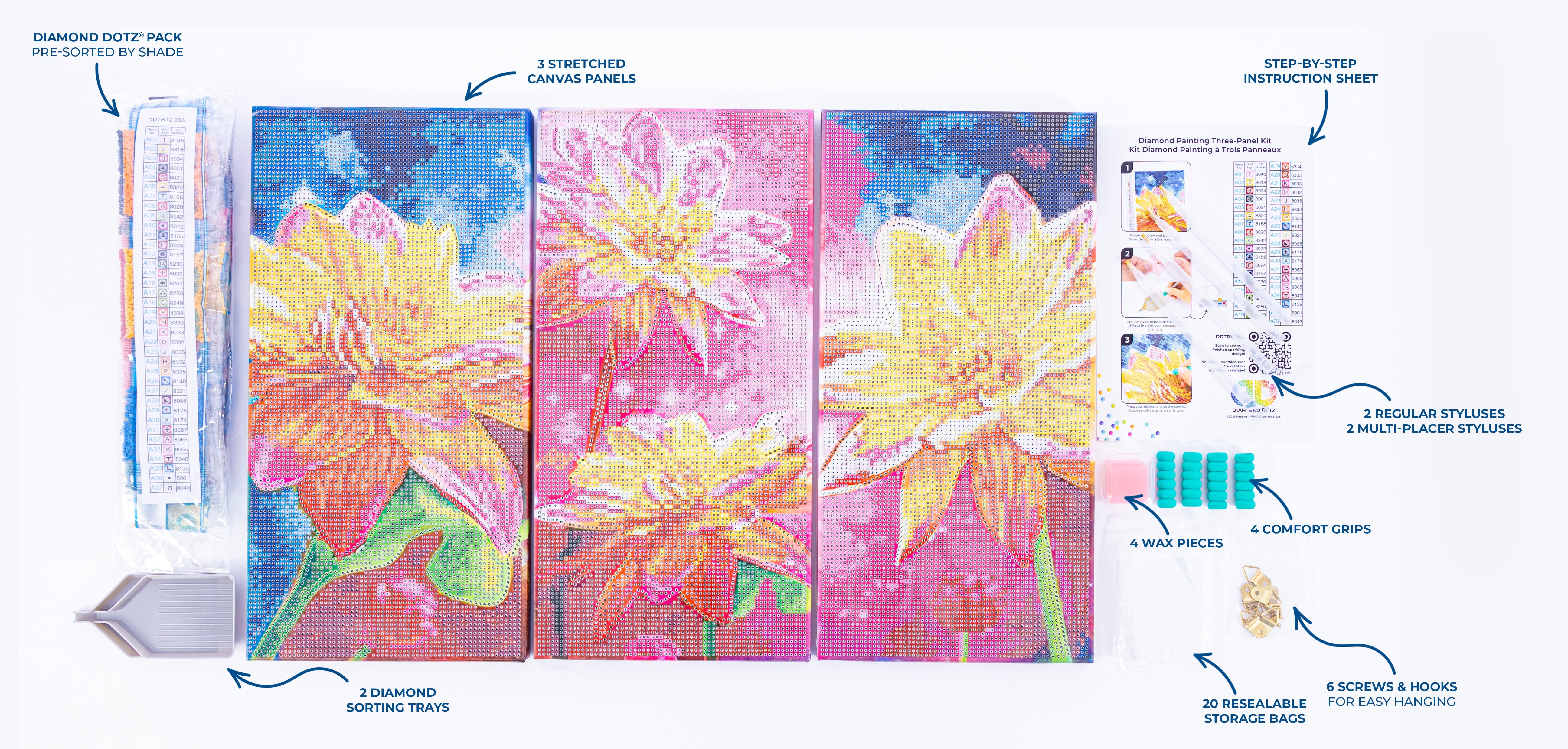 DIAMOND DOTZ® Floral Triptych Diamond Painting Kit