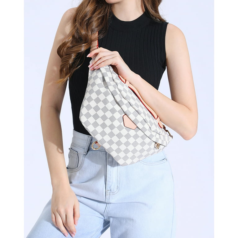 TWENTY FOUR Checkered Tote Shoulder Bag with inner pouch Womens