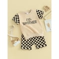 thumbnail image 3 of Bslissey 3M-24M Baby Boys Short Pants Sets Short Sleeve Letter Print T-shirt + Checkerboard Print Shorts 2Pcs Outfits Infant Toddler Casual Daily Summer Clothes, 3 of 10