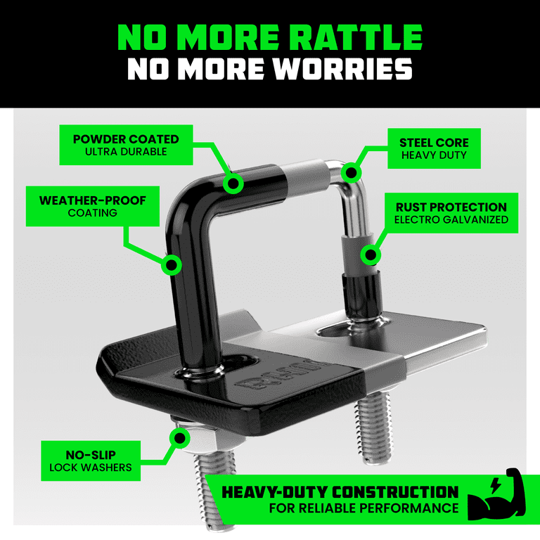 BulletProof Hitches Anti-Rattle Accessory Clamp - Solid Steel, Black Powder Coat, Universal Fit For Hitch Accessories