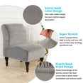 thumbnail image 4 of CJC Velvet Accent Chair Cover, Stretch Armless Chair Cover Slipper Chair Slipcover Furniture Protector with Elastic Bottom (Gray), 4 of 7
