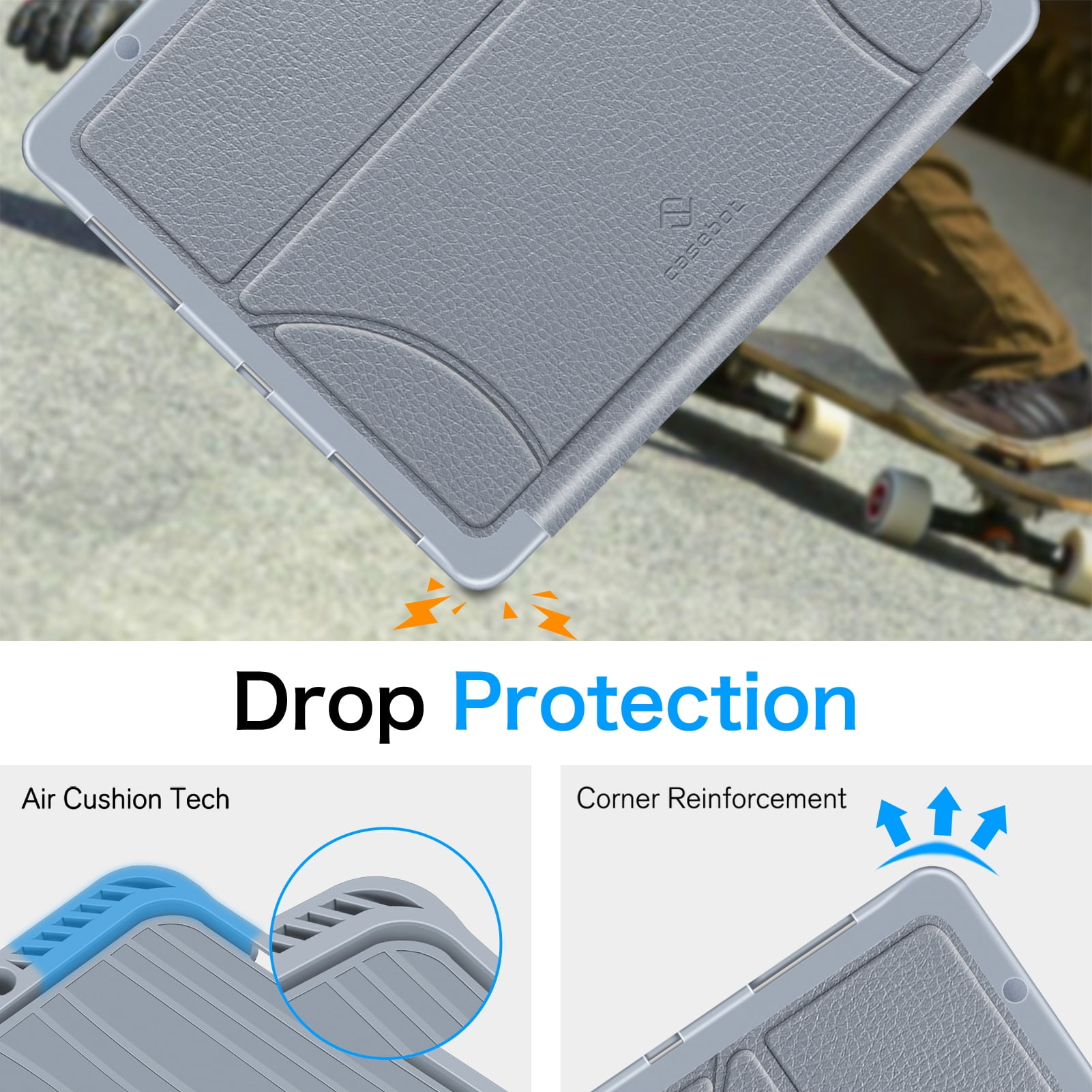 CaseBot Case for iPad Pro 12.9-inch 5th 4th & 3rd Generation (2021/2020/2018) - Shockproof Rugged Magnetic Soft TPU Back Cover w/Pencil Holder
