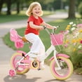 thumbnail image 4 of KORIMEFA Girls Bike for Toddlers 4-8 Years Old Kids, 14 Inch Kids Bike with Training Wheels, Basket and Doll Seat, Children Bicycles with Handbrake, White, 4 of 12