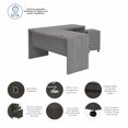 thumbnail image 3 of Echo L Shaped Bow Front Desk with Drawers in Modern Gray - Engineered Wood, 3 of 10