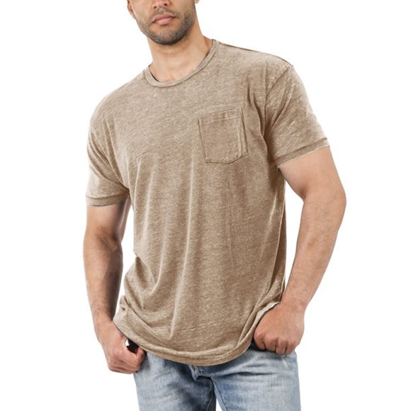 Summer Men'S Round Neck Pocket Casual And Comfortable Skin Friendly T Shirt Men T Shirts