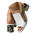 thumbnail image 3 of Mostsola Sandals for Women 2025 Trendy Jewelry Heeled Samdals Retro Peep Toe Slip on Shoes, 3 of 8