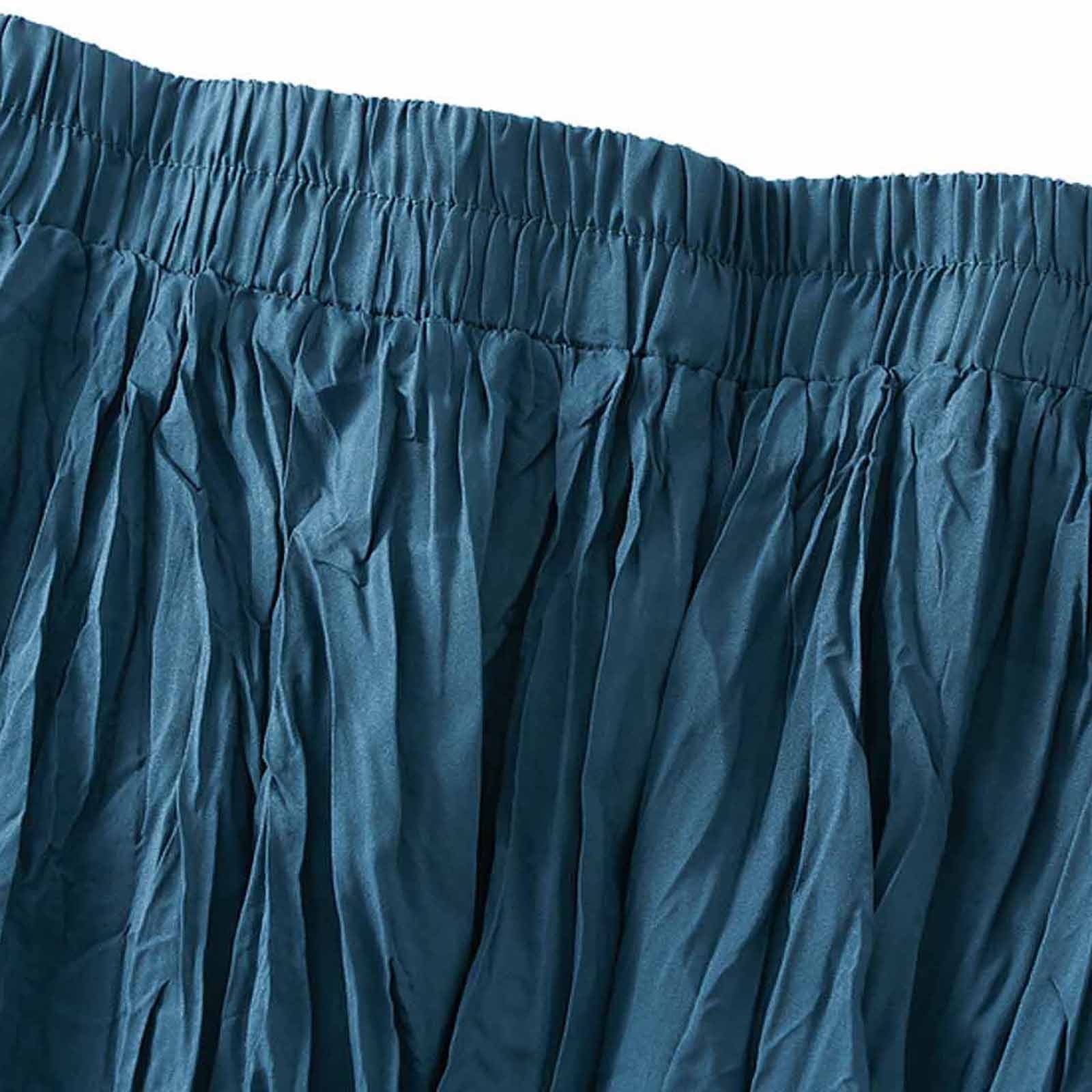 Cavosen Womens Skirts Knee Length Summer Midi Calf Length Skirts Pleated Pencil Skirts High Elastic Waist Solid Color Summer Skirts Flowy Slimming Dress Athletic Beachwear Blue