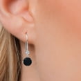 thumbnail image 3 of Gem Stone King 14K White Gold Black Onyx and Lab Grown Diamond Dangle Earrings for Women | 1.73 Cttw | Round 6MM | Gemstone December Birthstone, 3 of 6