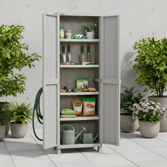 Bodega Cobertizo Organizador Almacenamiento Estante Grande Plástico ideal para Exterior RIMAX