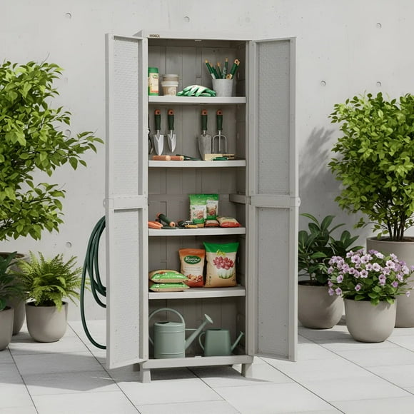 Bodega Cobertizo Organizador Almacenamiento Estante Grande Plástico ideal para Exterior RIMAX