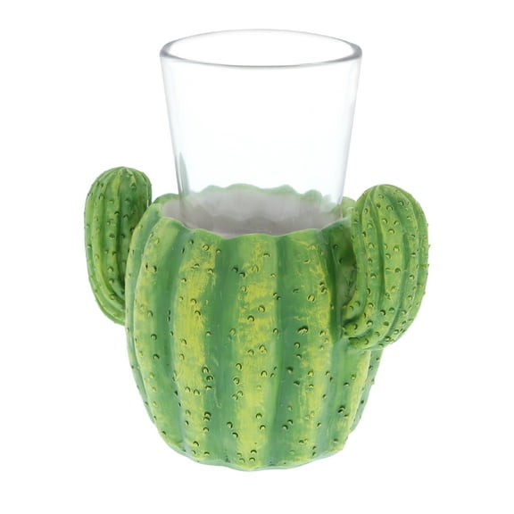 CoTa Global Green Cactus Plant Shaped Shot Glass - 3.75" x 4" 1.5 Oz
