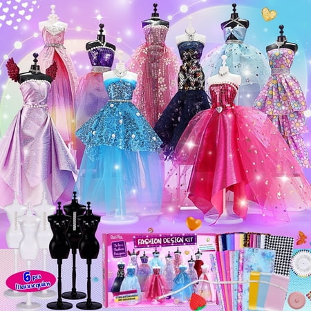 ONE TO FOUR 800+Pcs - Fashion Designer Kit for Girls with 6 Mannequins - Arts and Crafts Kit - Sewing Kit for Kid Ages 8-12 - Girls Gift Age 6 7 8 9 10 11 12 - Easter Gifts for Teen Girls