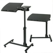 ZENY Mobile Laptop Stand & Rolling Computer Desk, Height and Angle Adjustable Portable Overbed Table with Tilt Top for Home Office, Black