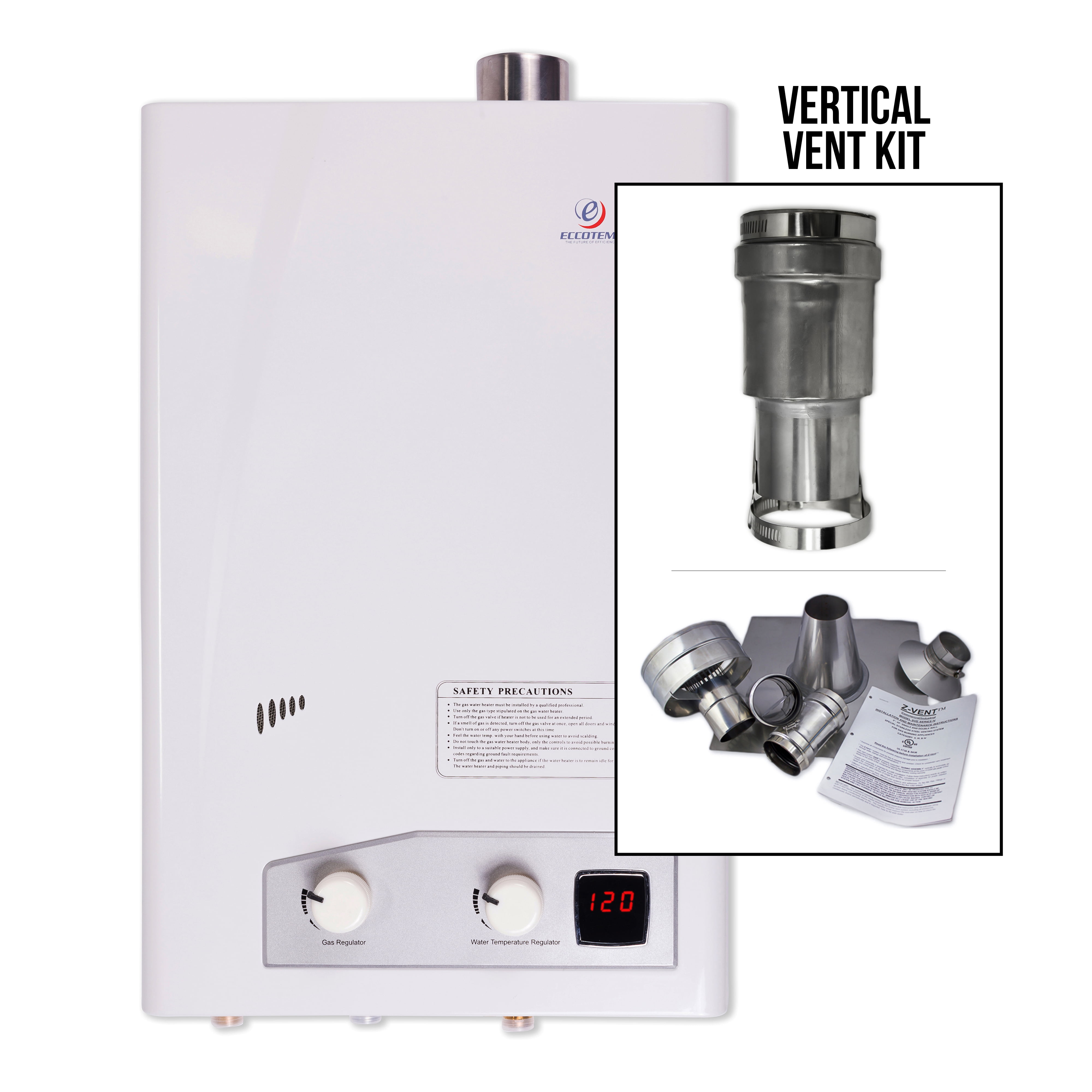 Eccotemp FVI12 Natural Gas Tankless Water Heater with Vertical Vent Kit