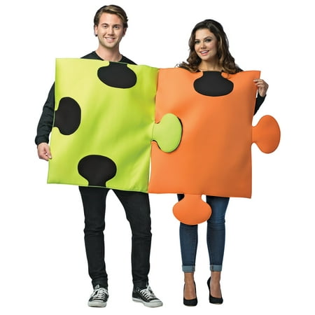 Puzzle Pieces Couples Adult Halloween Costume, One Size,