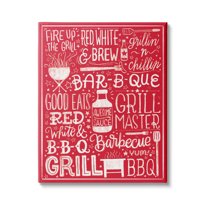 Stupell Indtries Fire Up Grill Summer BBQ Phrases Red White,16 x 20,Design by Amanda McGee