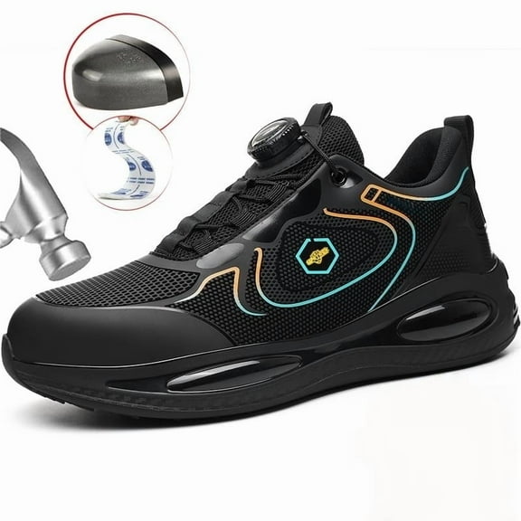SAFETREK Men's Steel Toe Safety Shoes: Anti-Smashing Puncture-Proof Anti-Slip Waterproof Work Boots, Lightweight Comfortable Slip-On Footwear, All-Season Shoes For Industrial Work Construction Hiking