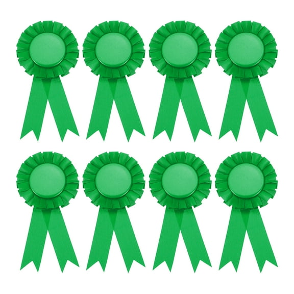 Uxcell 8Pcs Blank Award Ribbon, 6" x 3" Honorable Participation Badge Ribbons for Sports Events, Green