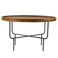 thumbnail image 6 of Round End Table with Tray Edge Design and Unique Iron Base, Side Table with Solid Wood Desktop and Raised Rounded Edges, for Living Room, Bedroom, Nightstand, 6 of 8