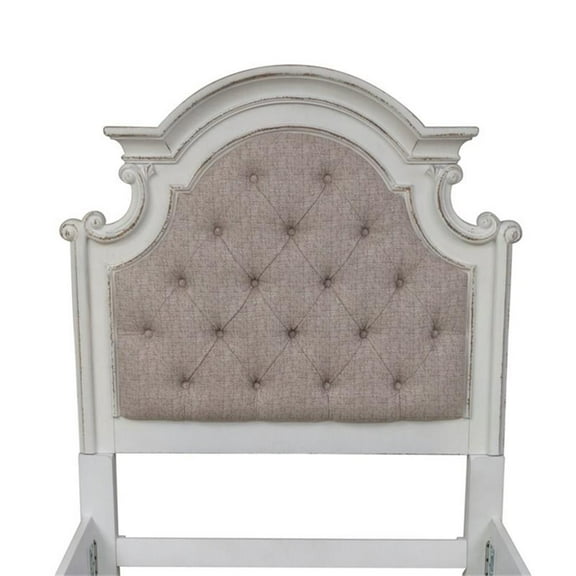 Bowery Hill Traditional Engineered Wood White Twin Upholstered Panel Headboard