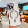 thumbnail image 1 of Luxury Magnetic Wireless Charging Case For Magsafe For iPhone 16 15 14 13 11 12 Pro Max Plus E Clear Plating Silicone Soft Cover, 1 of 10