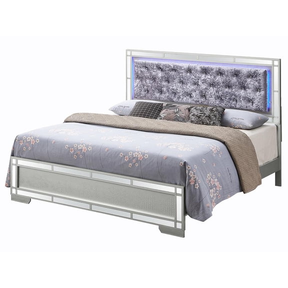 Passion Furniture Madison Silver Champagne Queen Panel Beds