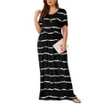 thumbnail image 3 of Asklazy Women's Short Sleeve Loose Plain Maxi Dresses Casual Long Dresses with Pockets,Mother's Day,XXL,F__Black_stripes, 3 of 11