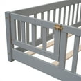 thumbnail image 3 of Wood Full Size Montessori Bed Frame with Fence, Door and Support Slats, No Box Spring Needed, Gray, 3 of 7