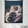 thumbnail image 1 of Space Cat Tapestry, Vintage Image Astronaut Kitty with American Flag Patriot Animal, Fabric Wall Hanging Decor for Bedroom Living Room Dorm, 5 Sizes, White Red and Dark Blue, by Ambesonne, 1 of 1