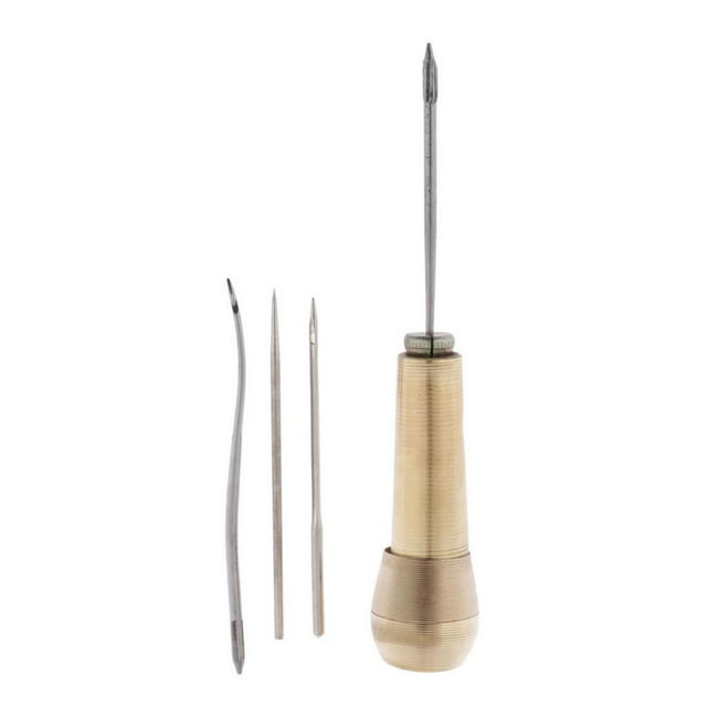 GUOOL 4 Needles Copper Handle Sewing Awl Hand Stitcher Shoe Repair Tool for DIY Sewing
