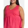 thumbnail image 4 of Terra & Sky Women's Plus Size Mixed Media Sleeveless Top, Sizes 0X-4X, 4 of 5