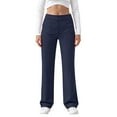 thumbnail image 2 of Rotm Straight Leg Pants Women's Casual Loose Wide Leg Cozy Pants Yoga Sweatpants Comfy High Waisted Sports Athletic Lounge Pants with Pockets Navy,S, 2 of 6