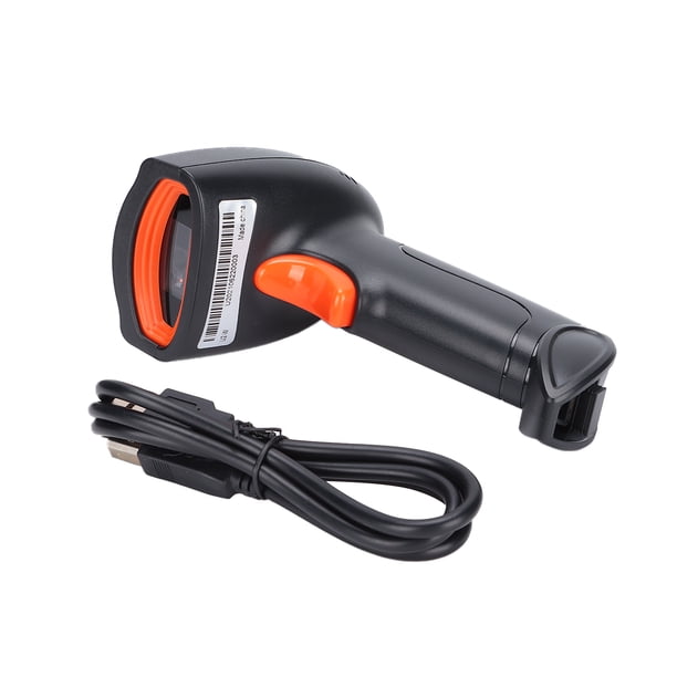 Escáner de código de barras portátil Lectura de 360 ° Lector USB de código QR inalámbrico a prueba de polvo a prueba de agua (Negro Naranja)