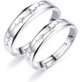 thumbnail image 1 of KAIYANG Anillos de compromiso de ECG ajustables y abiertos para parejas, 1 par (plata), 1 of 5