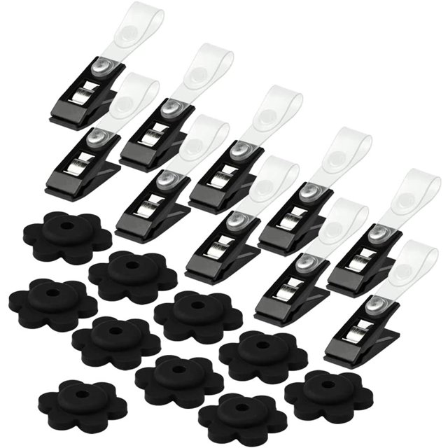 20 topes para bandera de jardín, topes de goma, clips ajustables para interior y exterior, soporte para poste de bandera de jardín Sincero Hogar