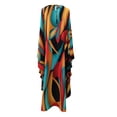 thumbnail image 4 of OYYN Women's Abstract Print Batwing Sleeve Loose Maxi Dress Oversized Kaftan Caftan Gown for Beach Vacation Casual Wear, 4 of 6