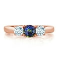 thumbnail image 2 of Gem Stone King 1.00 Ct Blue Mystic Topaz Sky Blue Aquamarine 18K Rose Gold Plated Silver Classic 3-Stone Ring for Women (Size 6), 2 of 4