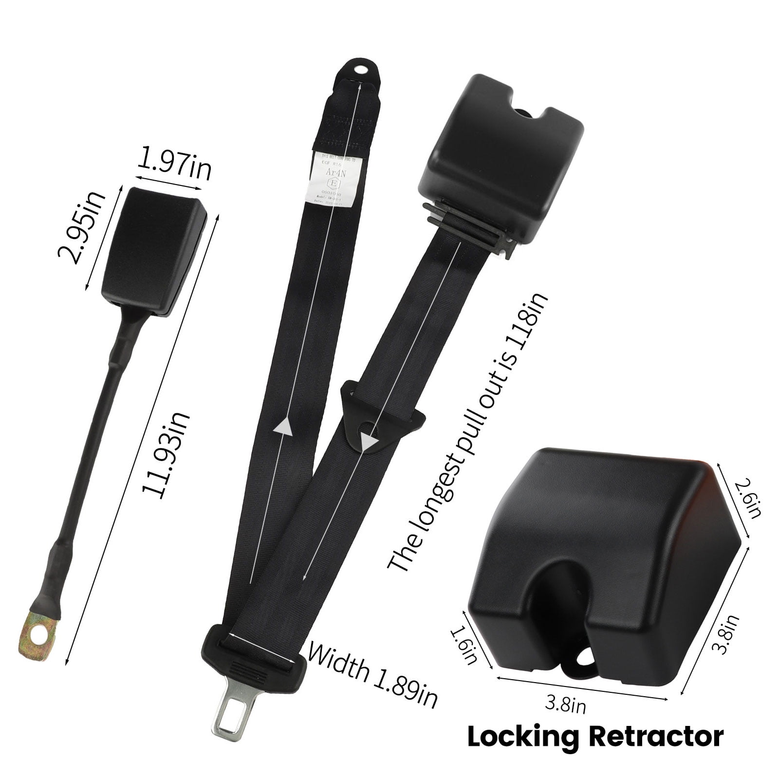 2 Set Universal 3pt Adjustable Retractable Lap Suitable for Modification Belts Kit for Go Kart,Club Golf Cart,Van,UTV,VR, Buggies, Minivan,Pickup and Truck (Black)