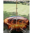 thumbnail image 2 of Baseball, Round Outdoor Tablecloth, Waterproof Table Cloth Cover with Umbrella Hole and Zipper, Sports Theme Gradient Orange Blue Black Table Protector for Patio Party Picnic 54" Round, 2 of 6