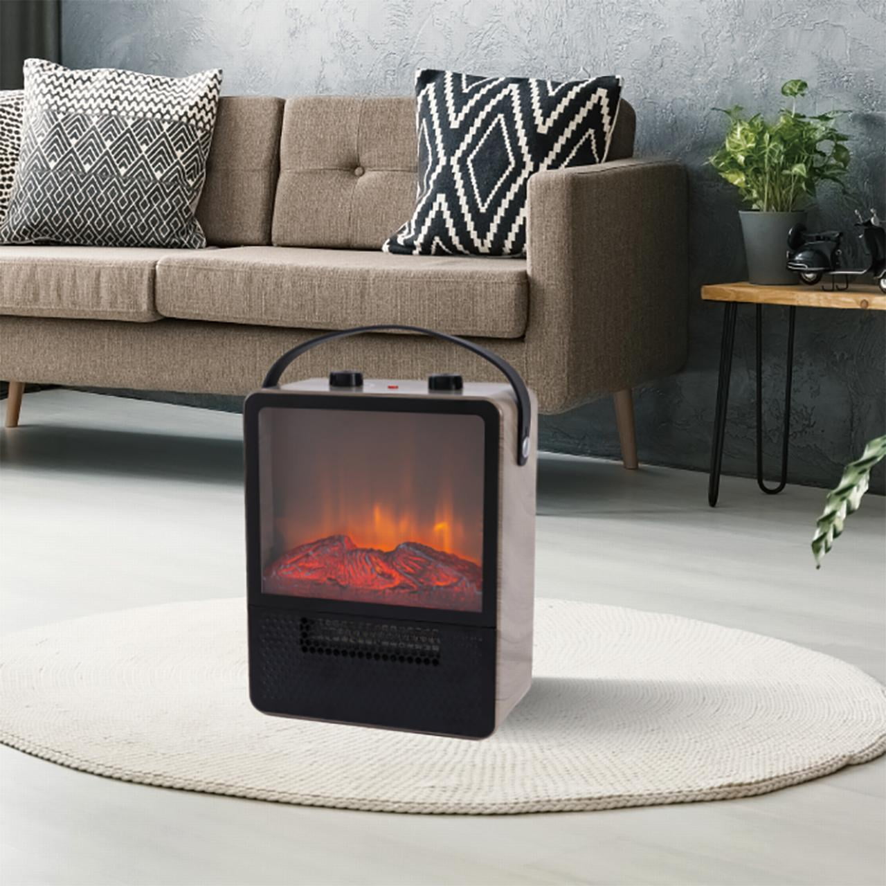 Better Homes & Gardens Freestanding Ceramic 1500W Portable Electric Fireplace, Rustic Grey