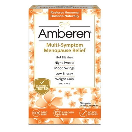 Amberen: Safe Multi-Symptom Menopause Relief, Clinically Shown to Relieve 12 Menopause Symptoms: Hot Flashes, Night Sweats, Mood Swings, Low Energy and More, 1 Month Supply, 60 Capsules