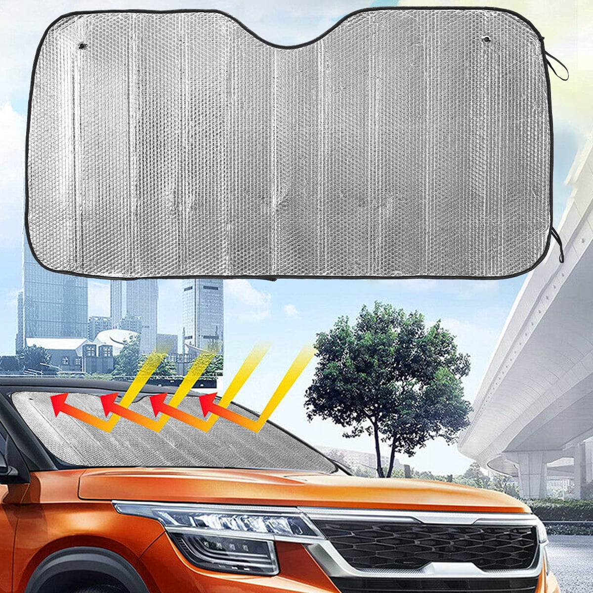 Adifare 55.1 x 27.6in Car Sunshade for Front Windshield Lower Temperature Car Window Screen