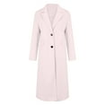 thumbnail image 4 of Women's Notch Lapel Coat, Single Breasted Long Jacket, Relaxed Fit Trench Coat, Casual Open Front Overcoat, Elegant Loose Fit Fall Winter Outerwear Light Pink L, 4 of 9