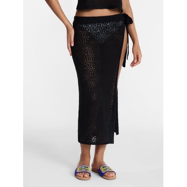 No Boundaries Crochet Knit Skirt with Side Tie, Women's
