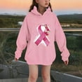 thumbnail image 2 of MKOSPLRT In October We Wear Pink Shirts Kids Long Hoodies Oversized Long Sleeve Drop Shoulder Pullover Tops Pink Ribbon Graphic Hoodies 3-14Y, 2 of 6