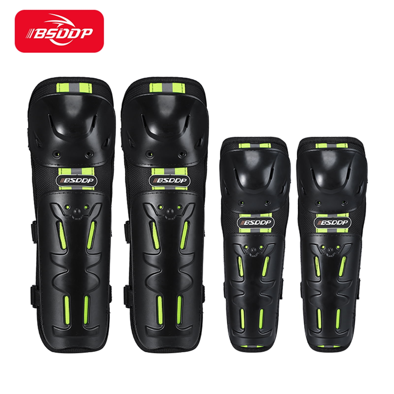 BSDDP Motorcycle Knee Pads 4 Piece Set Elbow Knee Protection Reflective Comfortable Breathable