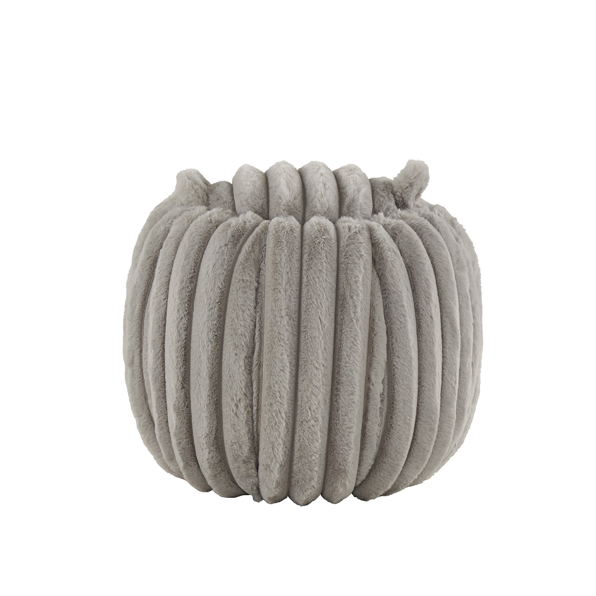 Weston Home Portola Plush Furry Channel Fabric Storage Ottoman, Light Gray