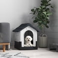 thumbnail image 2 of PawHut Outdoor Dog House with Windows for Miniature Dogs, Dark Grey, 2 of 10