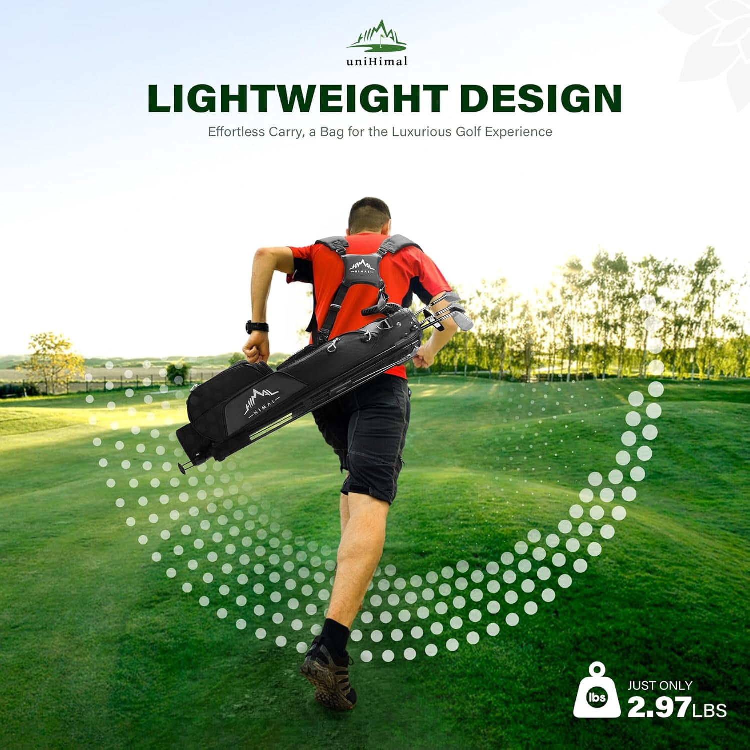 Par 3 Golf Bag Small Lightweight with Dual Shoulder Straps – Pitch n Putt Golf Bag Easy to Carry and  for Men/Women– 31.5 inches Tall